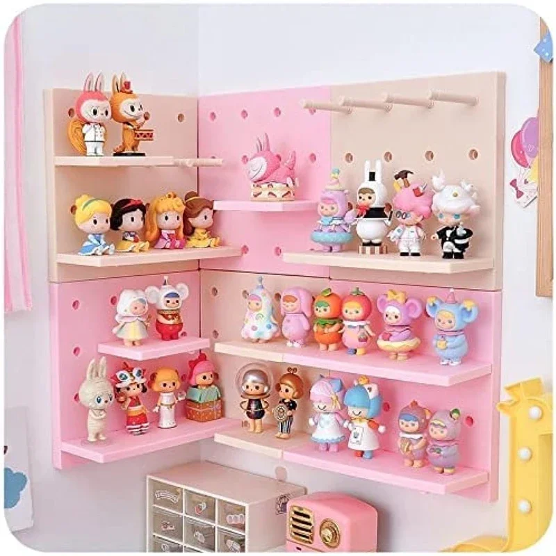 4Pack Cute Peg Boards Wall Shelf Bracket Hooks Plastic Wall Organizer Decorations Display Shelf Wall