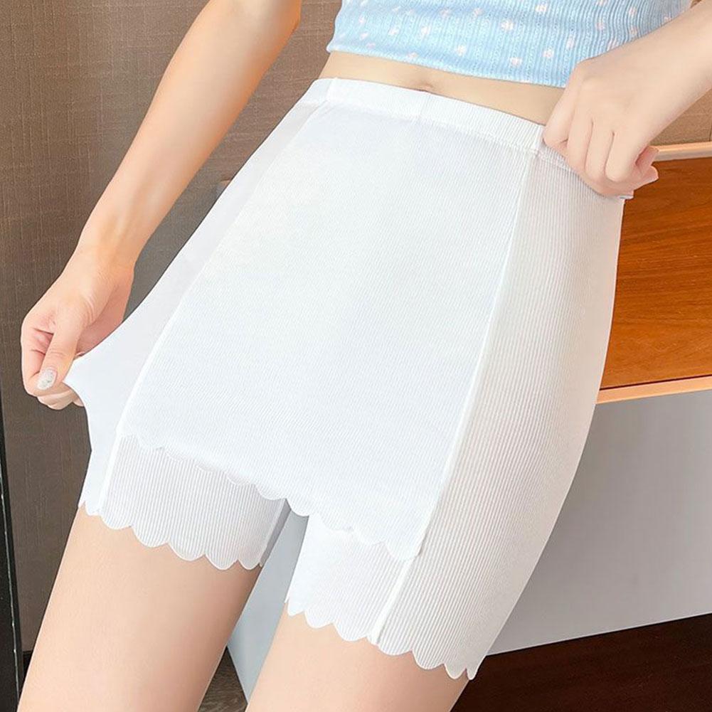 New Ice Silk Double-layer Safety Pants Summer Thin Seamless Wholesale Area Shorts Ladies Flanged Cover Triangle Leggings Q3E7