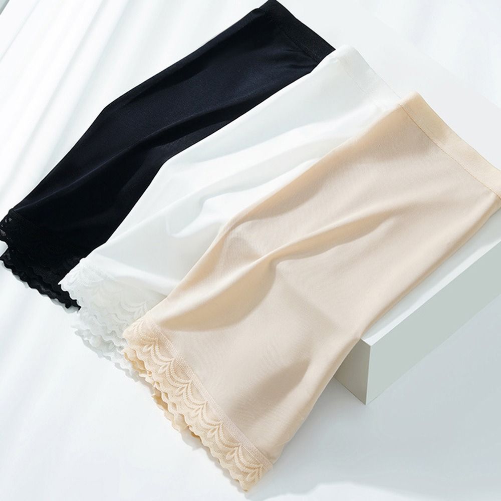 Lace Underwear Traceless Cotton Crotch Ice Silk Sleep Shorts Brief Boxer Shorts Safety Short Pants Female Pajamas