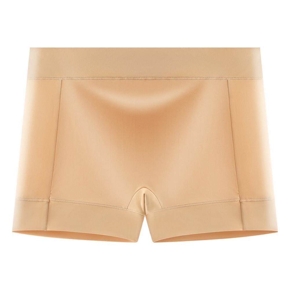 Plus Size Women Ice Silk Seamless Safety Panties Solid Color Mid-rise Thin Bottoming Shorts Smooth Safety Short Pants Underwear