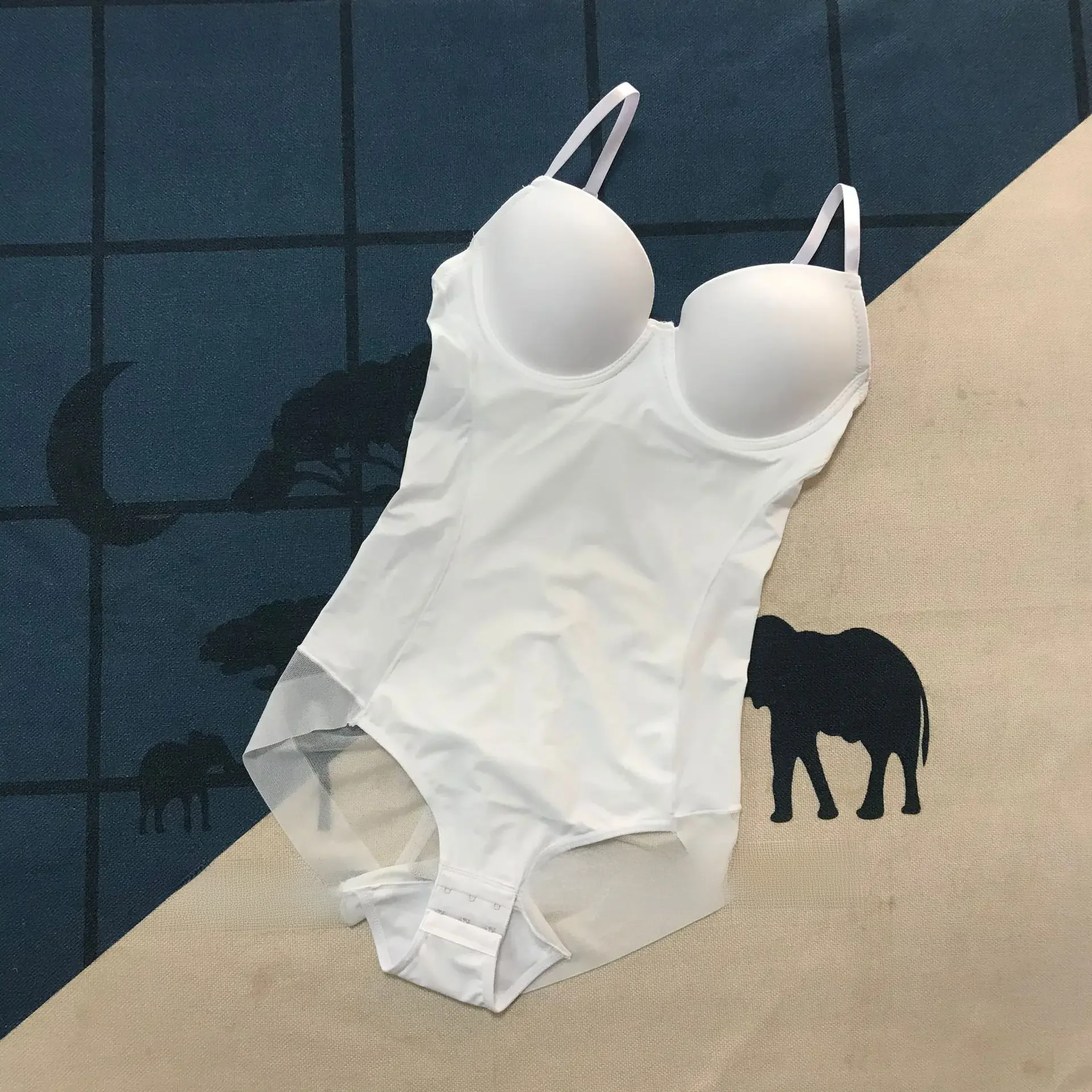 Underwire White Bodysuit Women Shapers Stretch Solid Color Silky Underwear Shapewear