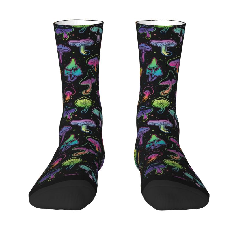Psychedelic Magic Mushrooms Mens Crew Socks Unisex Cute Spring Summer Autumn Winter Dress Socks