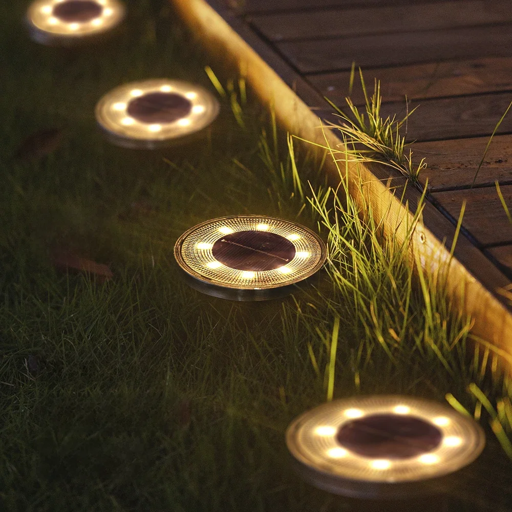 IP68 Waterproof LED Outdoor Solar Power Ground Light Lighting Control Path Deck Lights Yard Driveway