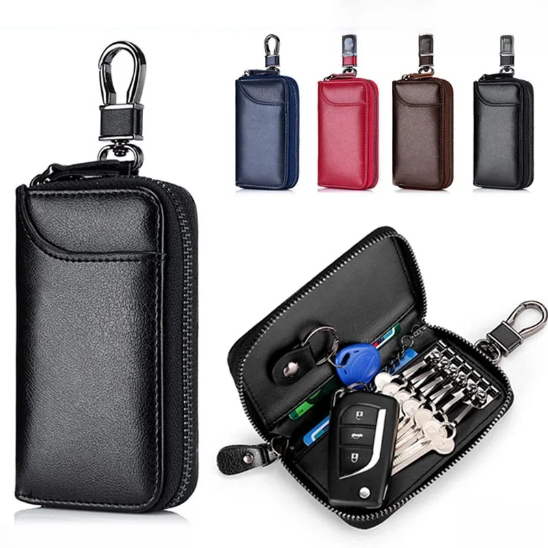 Genuine Leather KeyChain Unisex Key Bag Multifunction Organizer Wallet Holder Smart Housekeeper Car