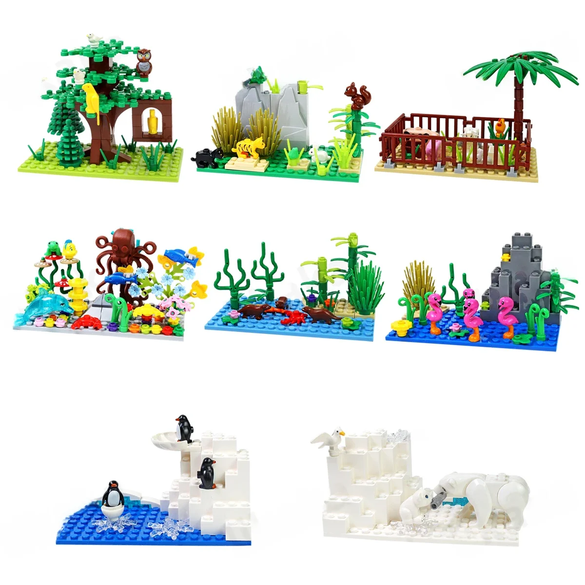 City Farm Animals Building Blocks Nature Animals Fish Otter MOC Underwater World Fish Dolphin