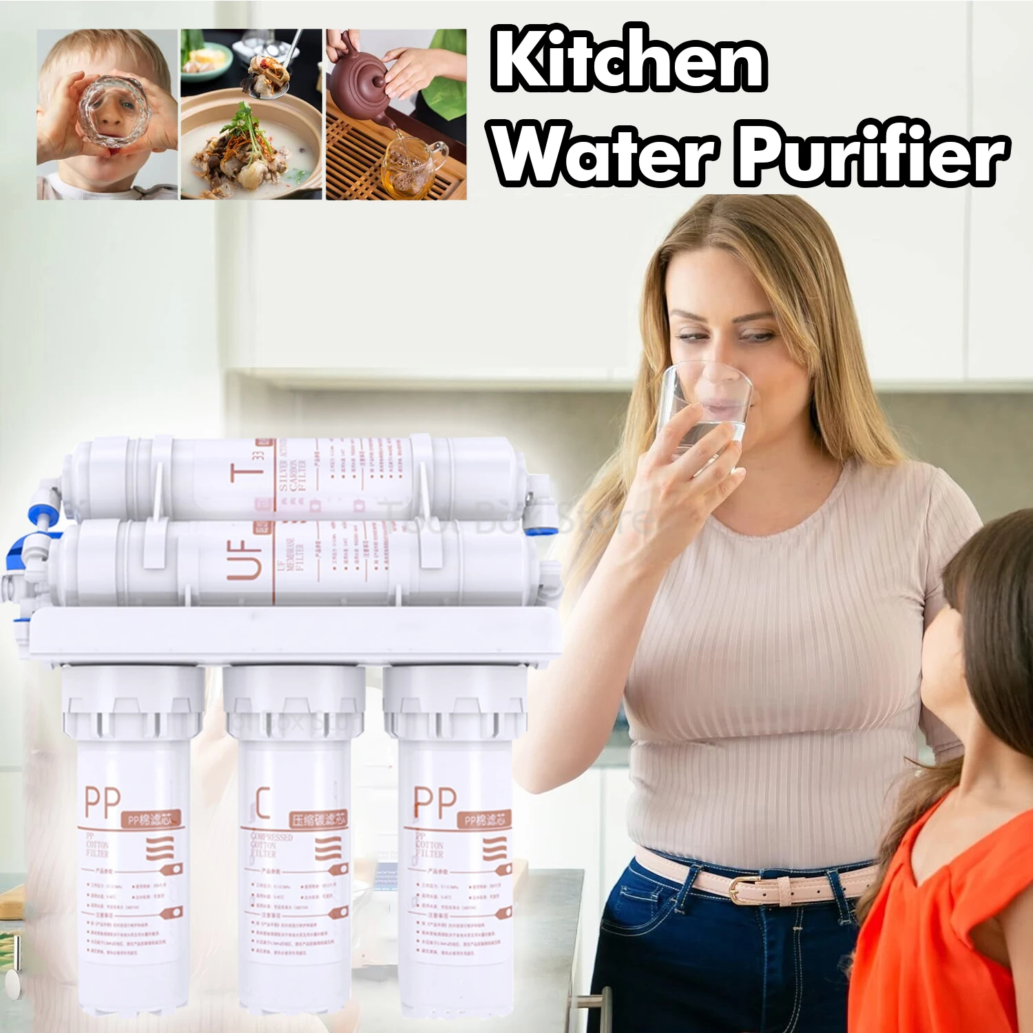 5 Stage Water Filter Purifier Household Direct Drinking Kitchen Tap Water Filteration System for Home Water Treatment Filter
