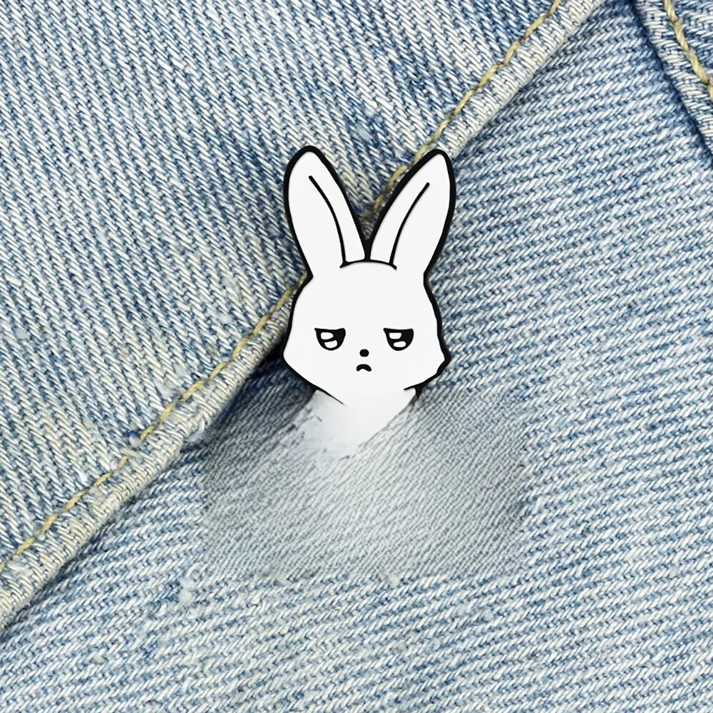 Cool Animal Rabbit Enamel Pin ME? SARCASTIC? NEVER Feminist Brooch Punk Funny Cartoon Bunny Badge