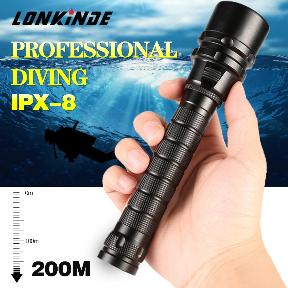 IPX8 Waterproof 3T6/5L2 Professional Dive Light Powerful 8000LM led Scuba Diving Flashlight LED