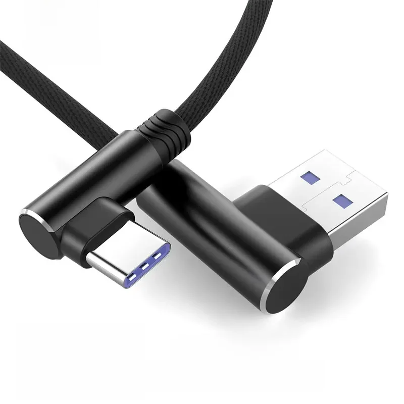 90 Degree 7A 100W USB C Type C Super-Fast Charge Cable for Huawei P40 P30 Fast Charing Data Cord for