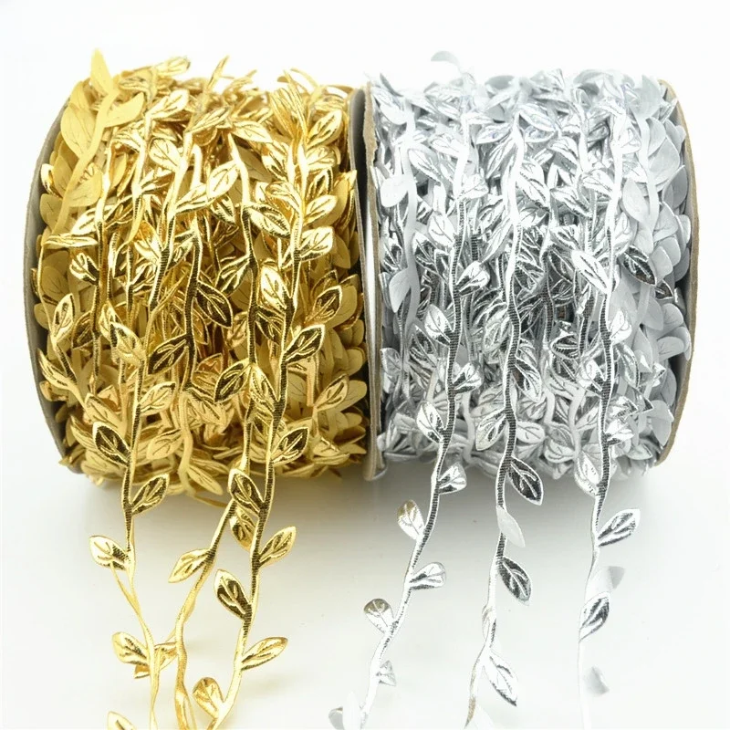 20 Meter Silk Gold Artificial Leaf Leaves Vine For Wedding Box Decoration Foliage Handmade