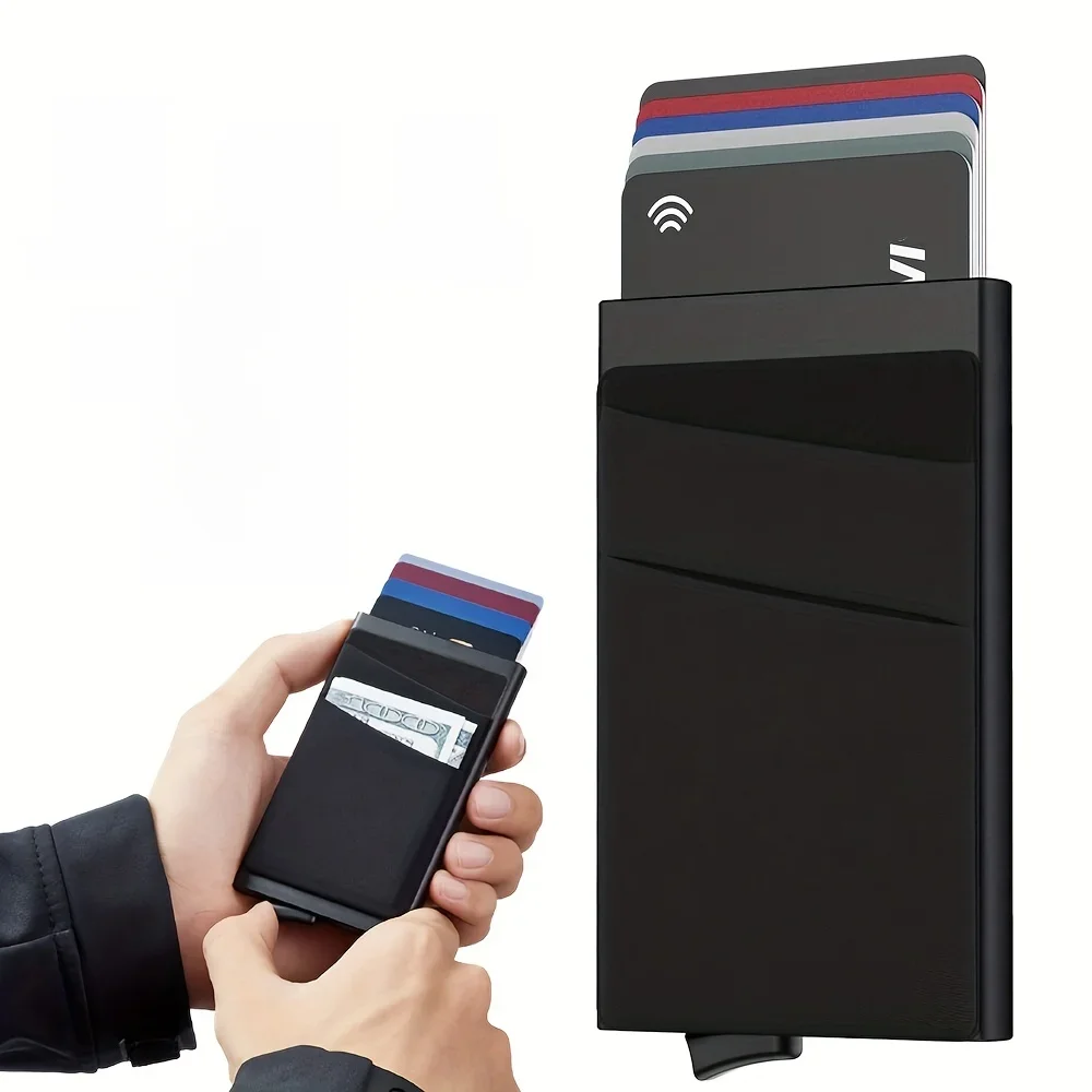 New's Men's Minimalist Design Anti-Theft RFID Blocking Pop-Up ID Credit Card Holder Business Wallet