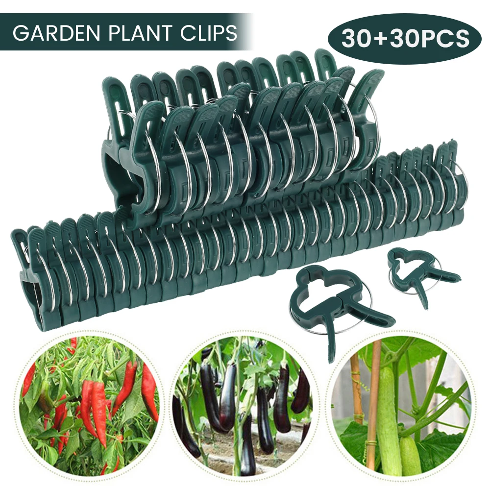 60Pcs Plant Fixed Clips Reusable Greenhouse Bracket for Fixing Stems of Flower Vine Vegetables