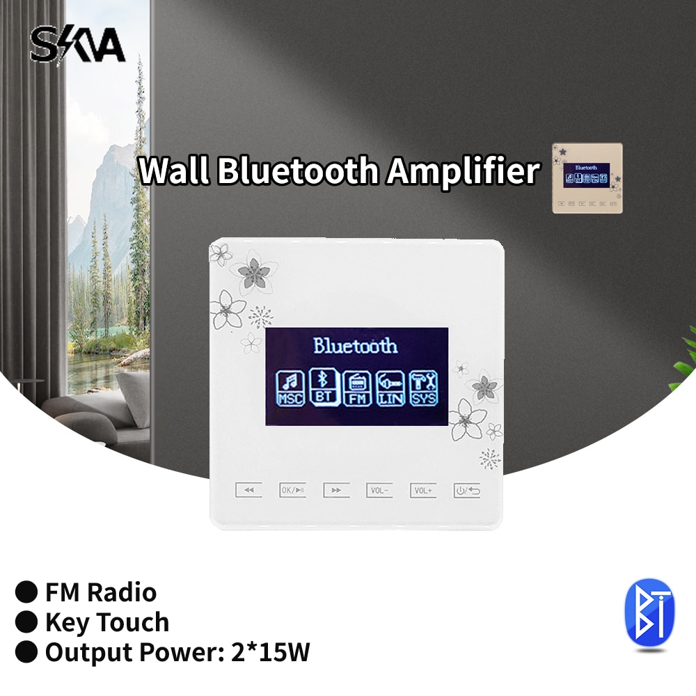 Bluetooth In Wall Amplifier Touch Key Home Theater Sound System Can Connect Two Ceiling Speakers Support USB/TF/FM Radio