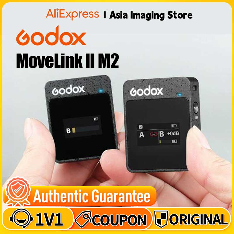 Godox MoveLink II M2 2.4GHz WirelessLavalier Omnidirectional MicrophoneTransmitter Receiver Noise ReductionRadio Equipment