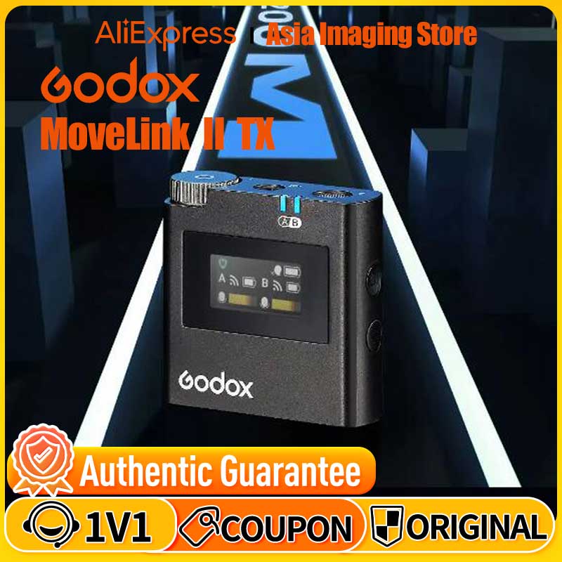Godox MoveLink II TX 2.4GHz Wireless Lavalier Omnidirectional Microphone Transmitter Receiver for Smartphones DSLR Camera