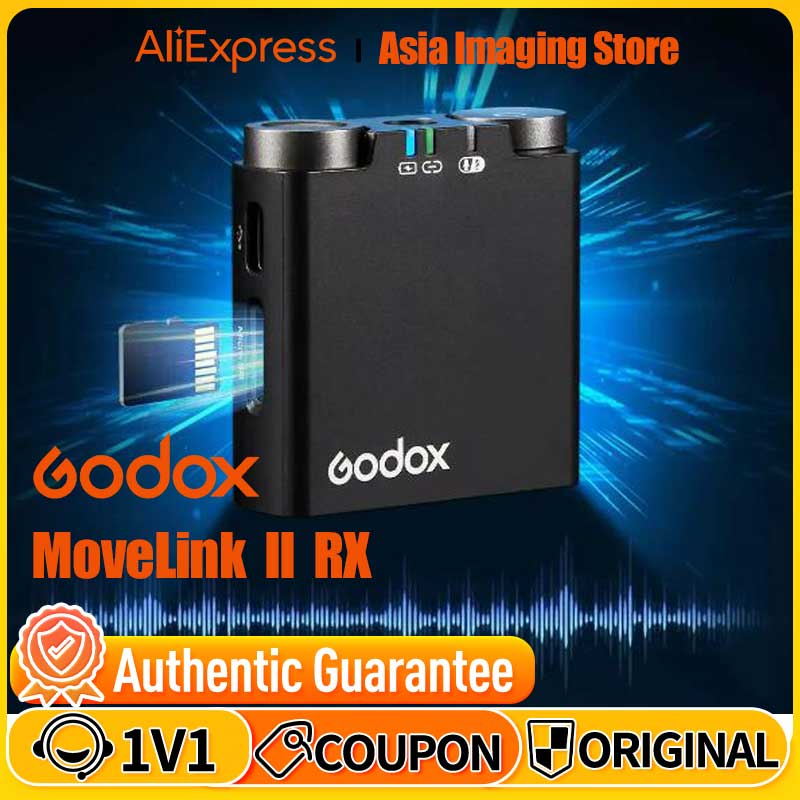 Godox MoveLink II RX 2.4GHz WirelessLavalier Omnidirectional MicrophoneTransmitter Receiver for SmartphonesDSLR Camera