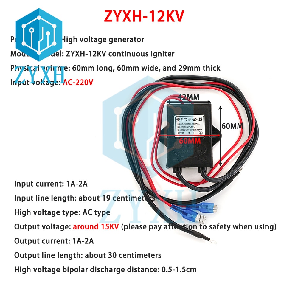 AC 220V High Voltage Generator Module Continuous Igniter Pulse Generator Inverter 12KV High Voltage Igniter Voltage Generator
