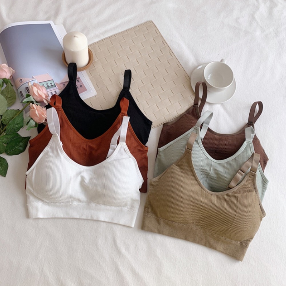 Tube Tops for Women's Seamless Solid Color U Back Women's Underwear Crop Top Sports Tank Tops Bottoming Bra with Chest
