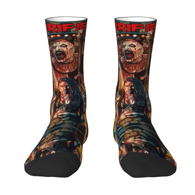 Funny Halloween Clown Terrifier Socks Men Women Warm 3D Printed Horror Movie Football Sports Socks