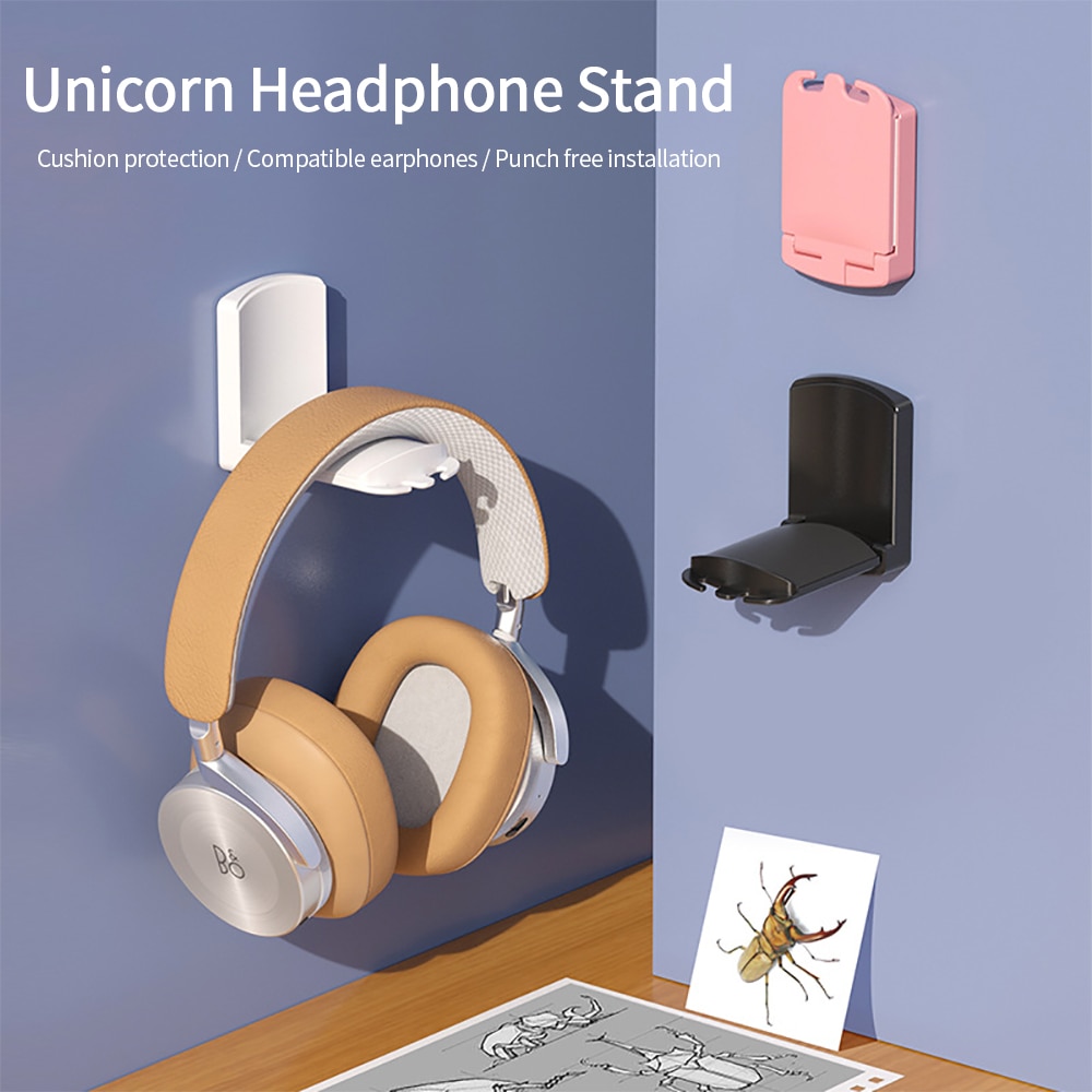 Folding Headphone Bracket Wall Headphone Hanger No Need To Punch Holes Stick And Install Game Accessories With Beetle Shape