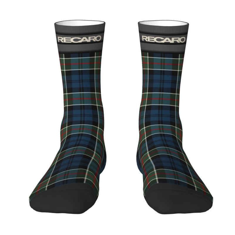 Fun Printed Scottish Tartan Plaid Recaros Socks for Men Women Stretchy Summer Autumn Winter Crew Socks