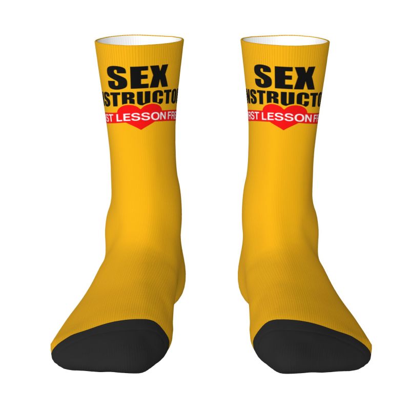 Sex Instructor Dress Socks for Men Women Warm Funny Novelty Crew Socks