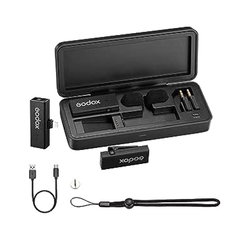 Godox MoveLink Mini LT2 2.4GHz Wireless Lavalier Microphone Transmitter Receiver For Phones DSLR Vlog Lossless Sound Quality