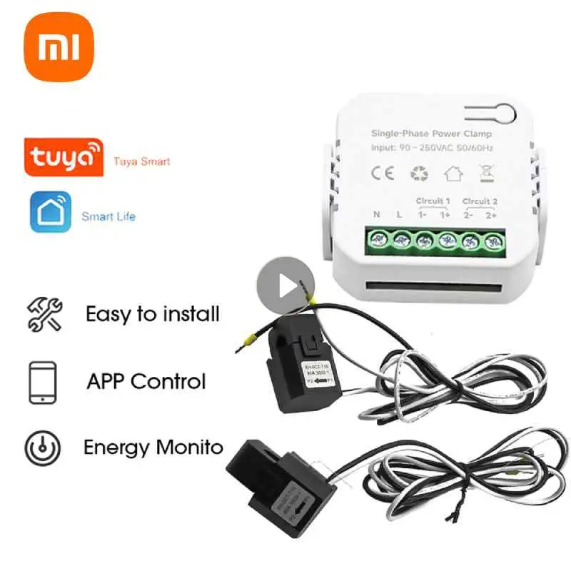 Smart 2 Way WiFi Energy Meter Bidirection 1/2 Channel With Clamp App Monitor Solar Produced Consumed Power AC110V 240V
