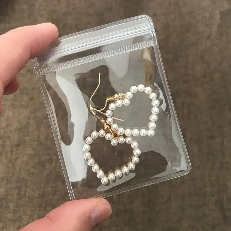 30Pcs Transparent PVC Jewelry Pouches Zip Storage Bag for Earring Necklace Jewelry Anti-Oxidation