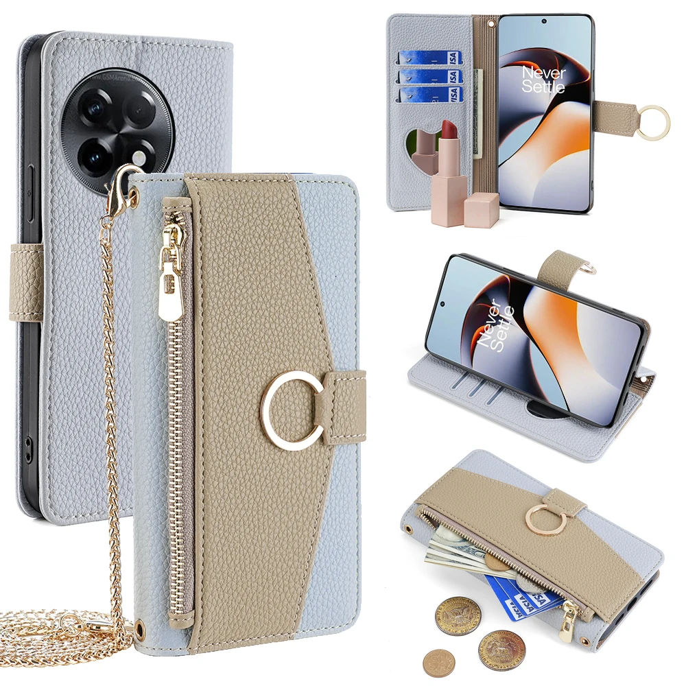 Chain Multi-color Patchwork Leather Phone Case for Onplus Nord CE3 Lite/2T 5G/N100/N300/N200/N10