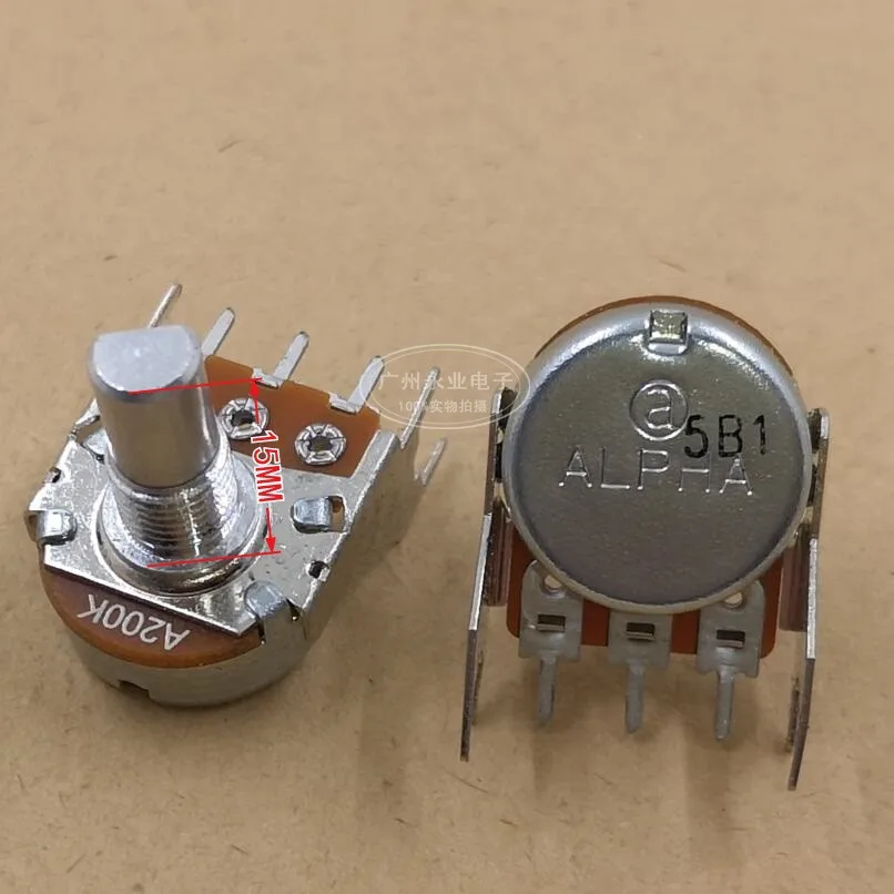 1 Piece 148 Type Single Potentiometer A200K Handle Length 15MMF Audio Amplifier Volume Potentiometer