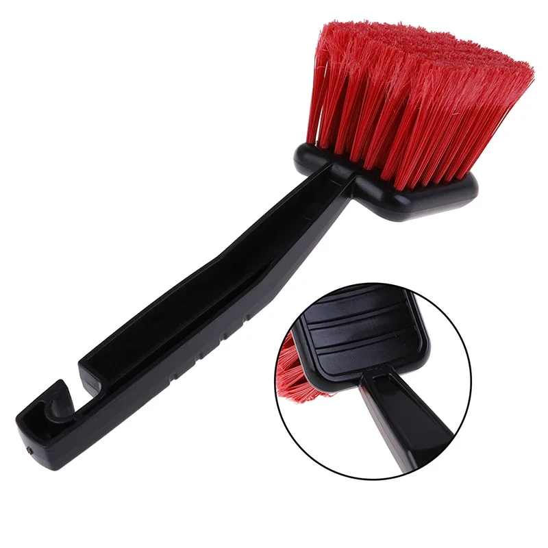 Car Wheel Brush Tire Cleaner with Red Bristle and Black Handle Washing Tools for Auto Detailing