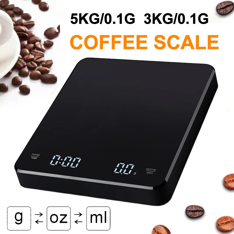 Digital Espresso Coffee Scale with Timer Pour Over Drip Espresso Scale LCD Display 5kg 3kg/0.1g High