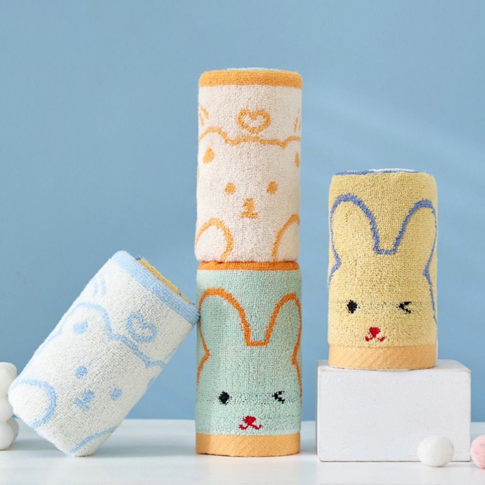 Small Kindergarten Face Towel New Jacquard 32-Strand Children Towel Cotton Animal Rabbit Soft Cloth Children
