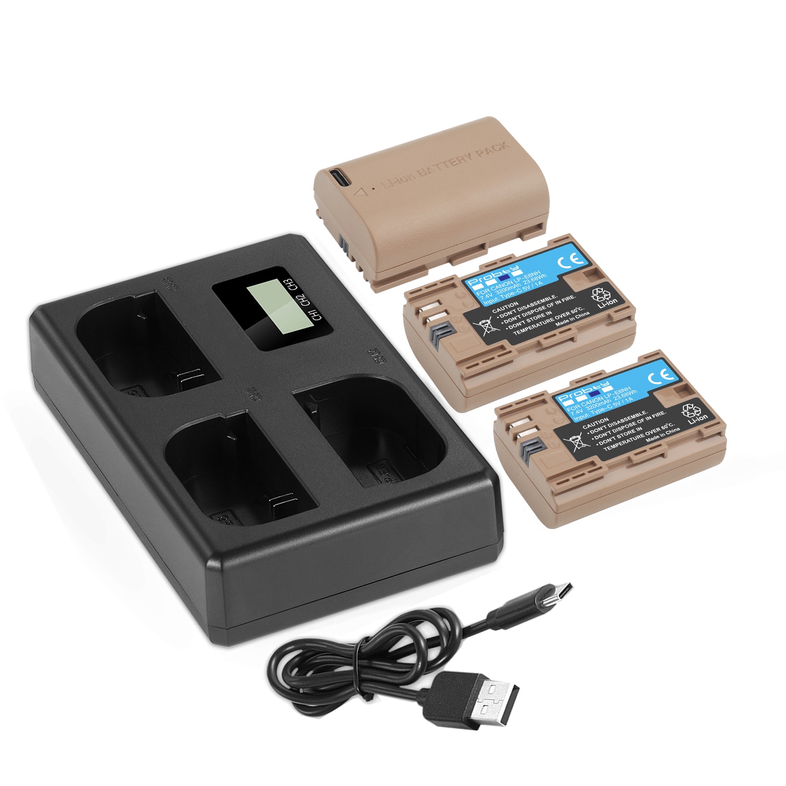 3200mAh LP-E6NH Replace LP-E6N LP-E6 Battery Triple Slot USB Charger For Canon EOS R R5 R6 60D 70D 80D 90D 5D IV 5DS R 7D Mark