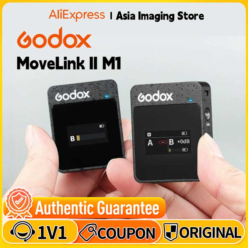 Godox MoveLink II M1 2.4GHz Wireless Lavalier Omnidirectional Microphone Transmitter Receiver Noise Reduction Radio Equipment
