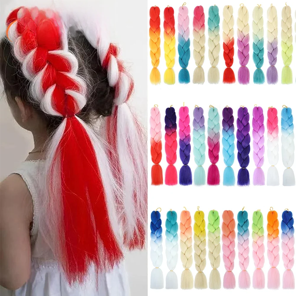 Colorful Hair for Braids Synthetic Braiding Hair Extensions for Girls Jumbo Braid Hair for Crochet