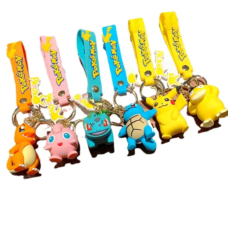 Pokemon Keychain Batch Pendant Pokemon Keyring Cute Pikachu Doll Bag Car Pendant for Birthday Kids