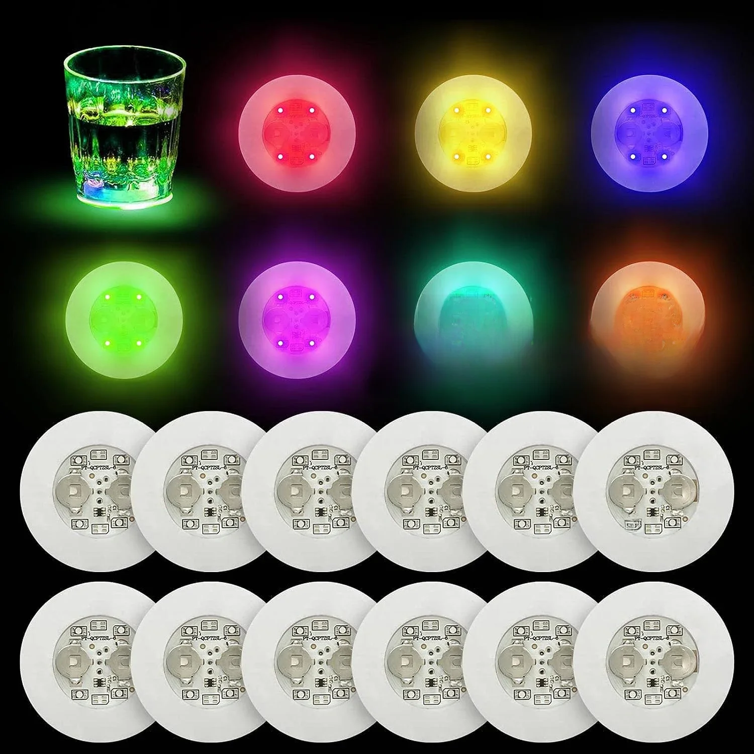 1-200PCS LED Coaster Lights Colorful Glowing Wine Bottle Stickers Bar Wedding Party Lighting Glowing