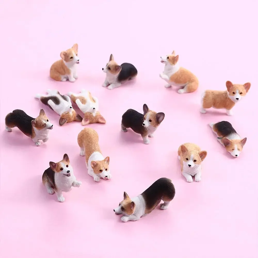Creative Resin Figures Dog Doll Children's Gift Mini Animal Car Ornament Simulation Dog Corgi Model