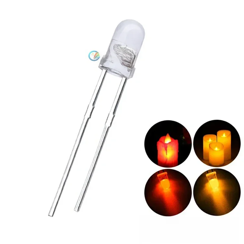 3mm 5mm Yellow Flicker Flickering LED Diodes Candle Led Flicking Lights Clear Round Lens