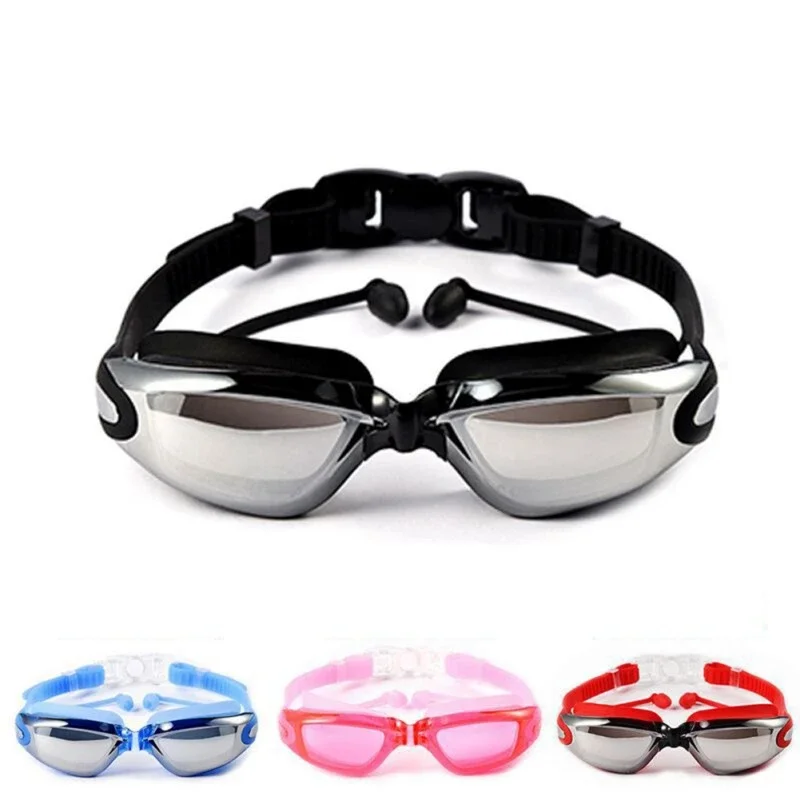 Outdoor Waterproof Anti-fog Swimming Glasses Men Women Large Frame with Silicone Earplugs Swimming