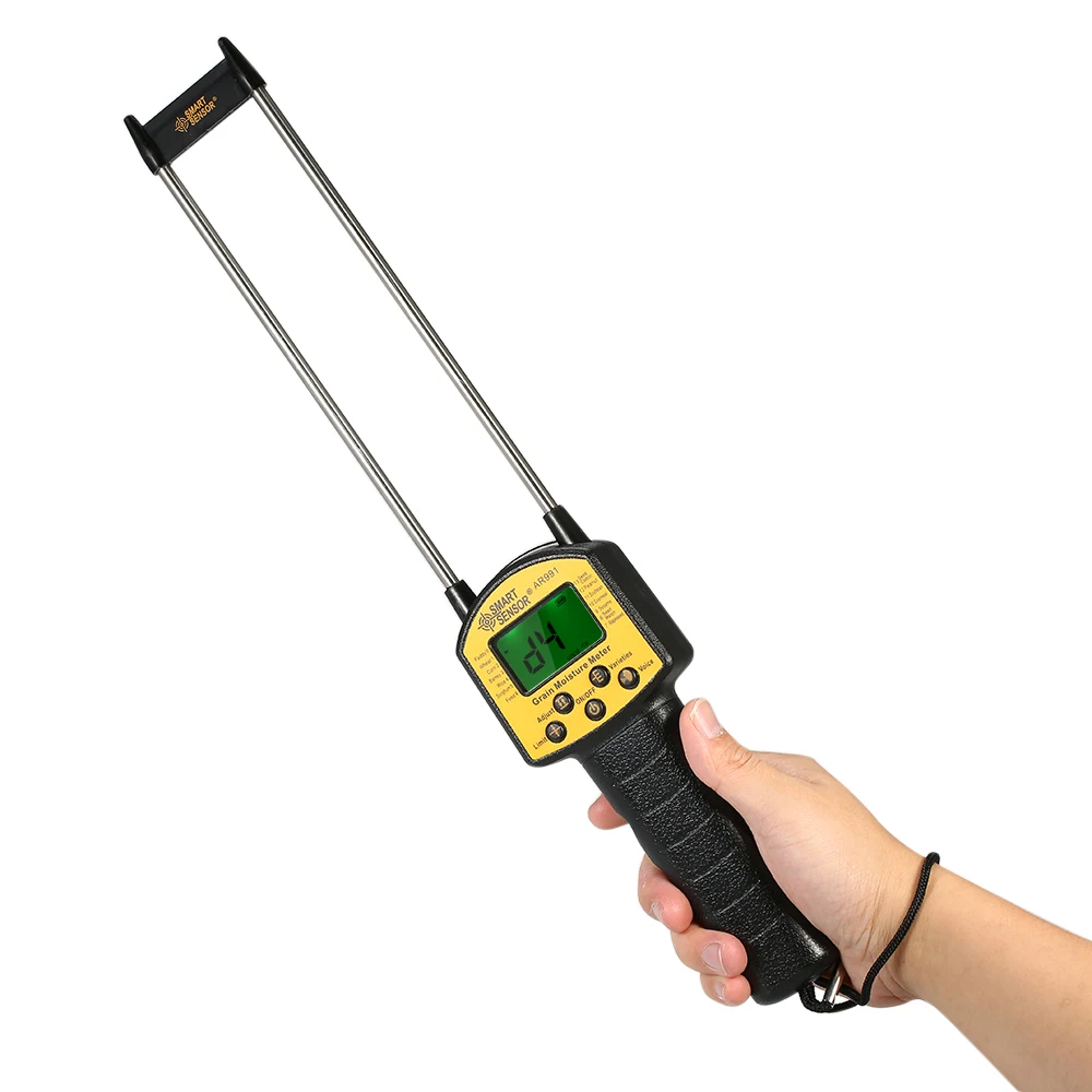SMART SENSOR Handheld LCD Digital Grain Moisture Meter Hygrometer with Measuring Probe for Corn