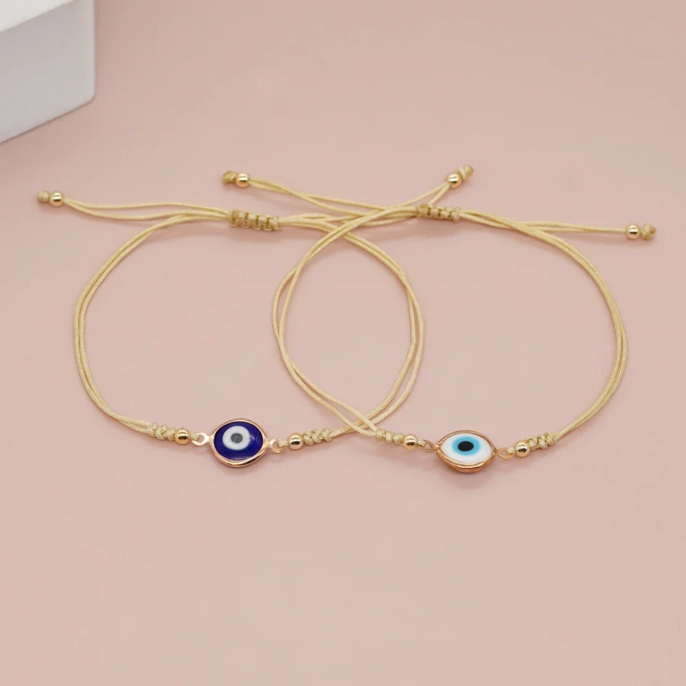 Go2boho New In Enamel Evil Eye Rope Friendship Bracelet Adjustable Women Men Kids Summer Jewelry