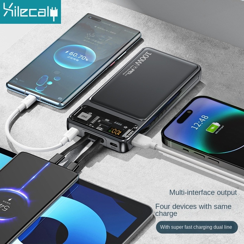 Power Bank 20000mah Portable Charger 22.5W PD20W Fast Charging Powerbank With Cables External Battery For iPhone Xiaomi Samsung