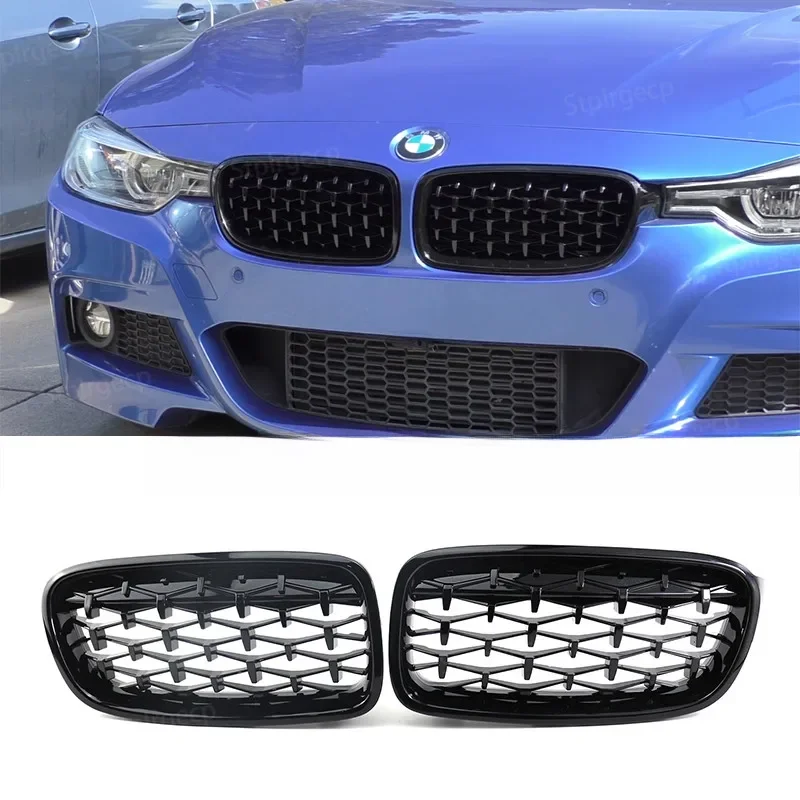 Diamond Front Bumper Kidney Grill Double Slat Racing Sport Grille for BMW 3 series F30 F31 F35