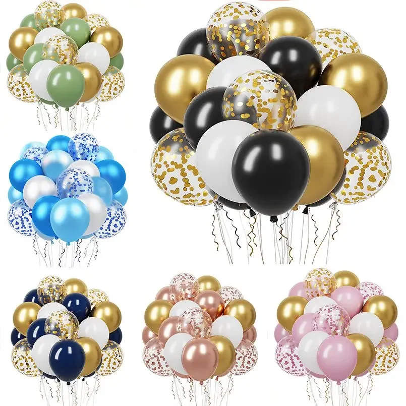 20 Pcs 12 Inch Latex Confetti Balloons Kit With Ribbons for Birthday Wedding Baby Shower Graduation