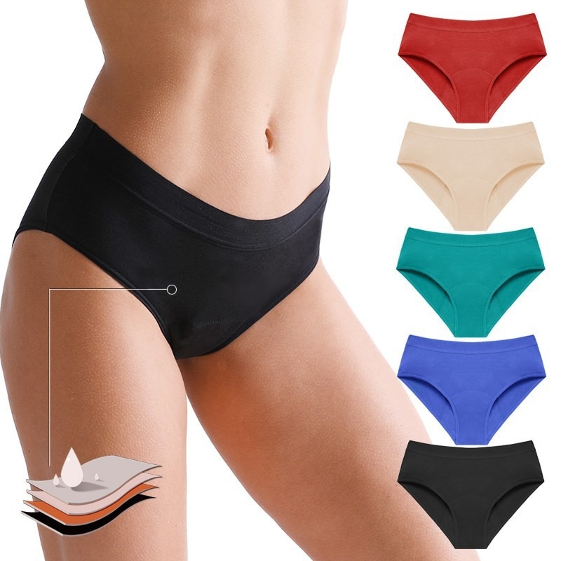 Large Size Sexy Multi-color Bamboo Fiber Four-layer Period Underwear Absorption Capacity Breathable and Leak-proof