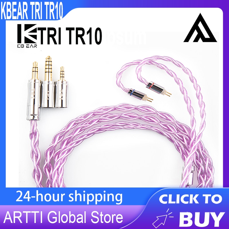 KBEAR TRI TR10 Earphone Cable 4 Core 4/5N Oxygen Free Copper Silver Plated Upgraded 2PIN/MMCX 2.5/3.5/4.4MM Earbuds Connector