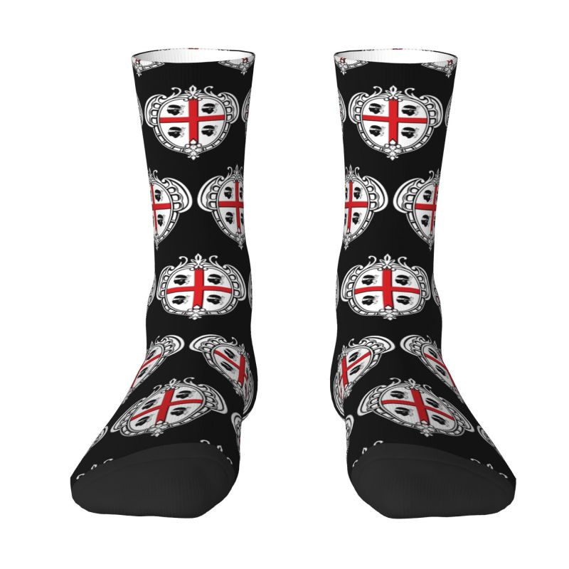 Coat Of Arms Of Sardinia Flag Men's Crew Socks Unisex Fun 3D Printed Italy Sardegna Dress Socks
